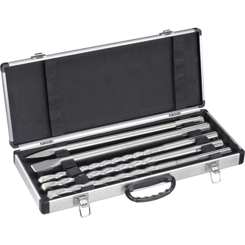 KWB - Einhell Jeu de 5 forets et burins pour marteaux perforateurs à mandrin SDS-max (forets ø 18 à 25 mm, burin plat, pointeau)