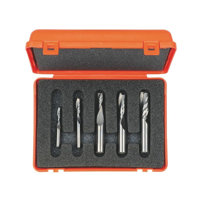 CMT - Coffret 5 fraises hélicoïdales négatives - Queue 6,35 et 12,7mm
