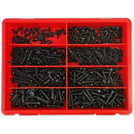 Coffret 550 vis a tole autoperceuses noires torx et cruciformes