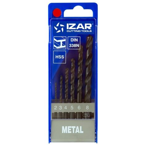 coffret 6 forets HSS DIN338N Izar de 2 à 8 mm