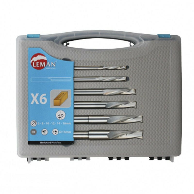 Coffret 6 Meches à Mortaiser Acier Coupe Helicoidale / Rotation Gauche - Leman