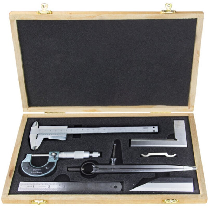 Dema - Coffret 6 outils de mesure de précision pied à coulisse micromètre etc