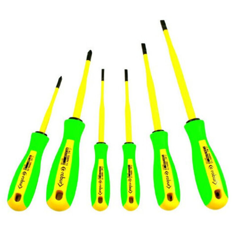 Coffret 6 Tournevis Isoles Bi Matiere Avec Lames Acier Au Chrome Vanadium 412100 E Robur