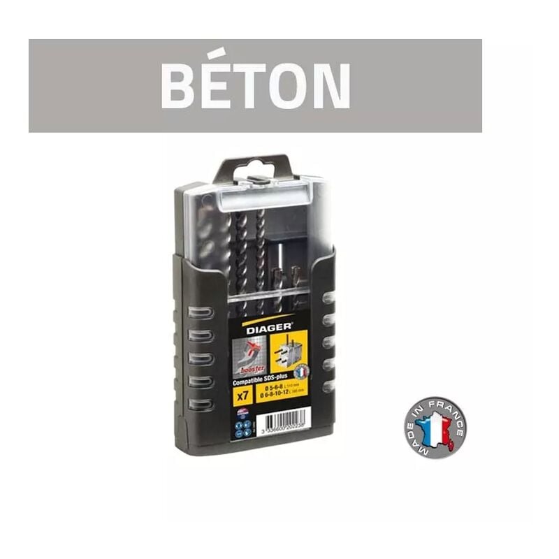 Diager - Coffret de 7 forets béton sds plus 1000U
