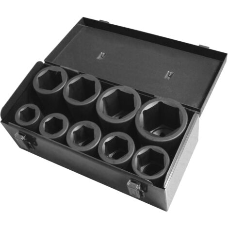 Coffret 9 douilles choc 6 pans longues 24-50mm 1" DIN ISO 3129 Cr-Mo - OS 3530 - CLAS Equipements