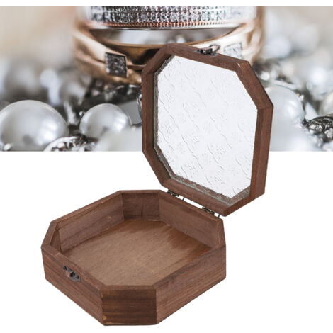 Coffret à bijoux en bois avec couvercle en verre et motif de bégonia, boîte de rangement vintage en bois avec serrure à combinaison