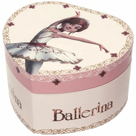 Coffret à bijoux musical en forme de coeur Ballerina