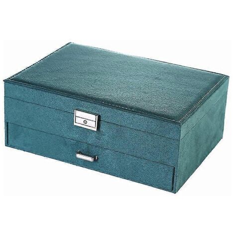 Coffret à bijoux, présentoir à bijoux, 2 niveaux, 1 tiroir et 1 serrure, pour bagues, montres, colliers, boucles d'oreilles, idée cadeau