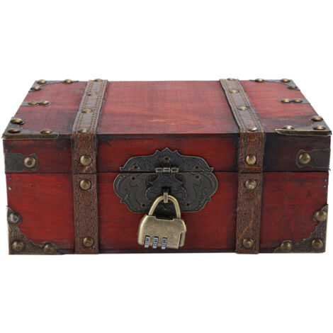Coffret à Bijoux Vintage en Bois avec Serrure - Boîte de Rangement Décorative pour la Maison