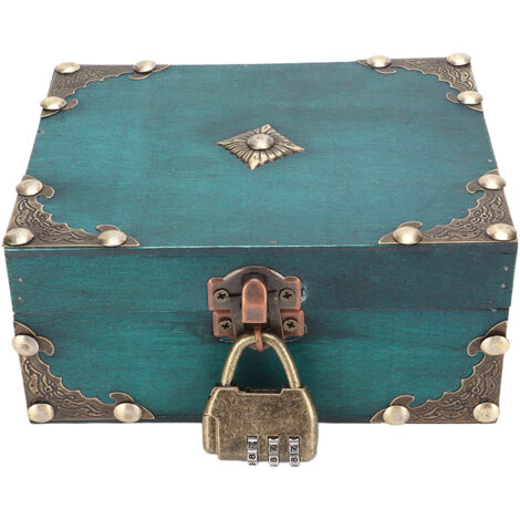 Coffret à bijoux vintage sécurisé avec serrure à combinaison et renforts aux coins