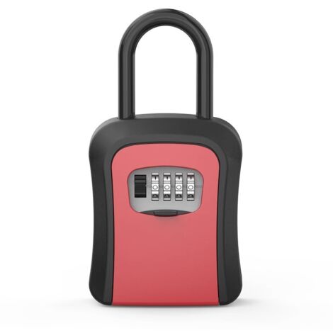 Coffret à clés étanche et antivol, boîte métallique pour suspendre les clés, serrure à combinaison à 4 chiffres, clé de secours cachée (rouge) - AquaForge