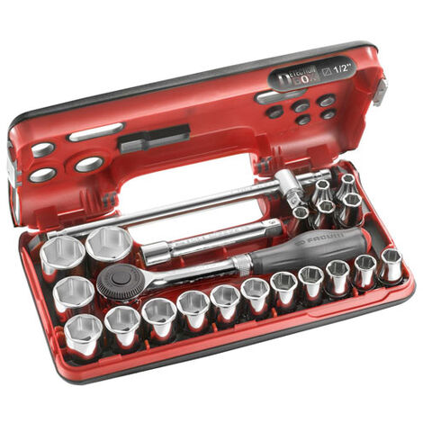 Coffret cliquet manche rotatif + douilles 1/2 6 pans 22 pièces FACOM - S.360DBOX4PB