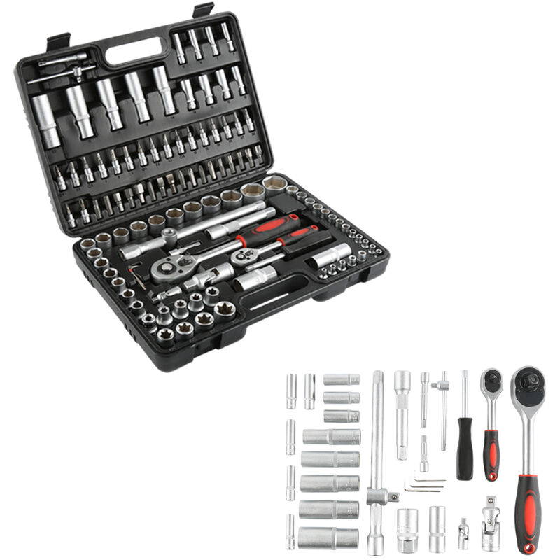 Coffret à Douilles, Outils à Cliquet 108 PCS/Set, Chrome Vanadium