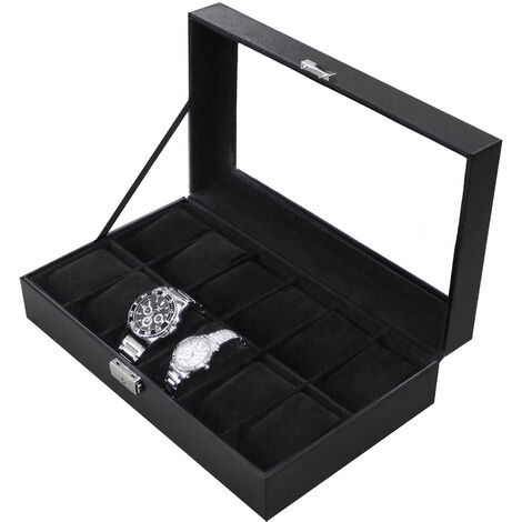 Boite a montre iBOX 8, verrouillage par empreinte digitale - coffret a  montres noir brillant