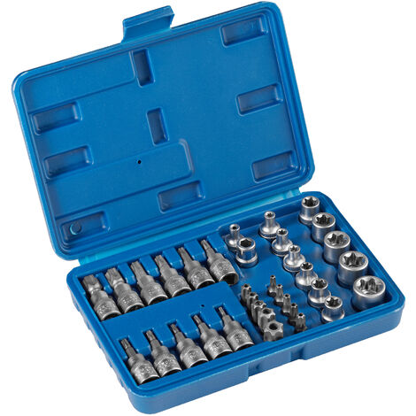 Coffret à Outils avec 34 Pièces en Acier Chrome Vanadium - boite à outils, valise à outils, mallette á outils - bleu