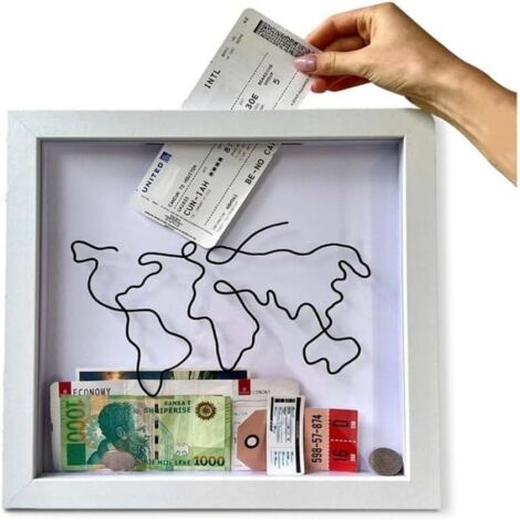 Coffret à souvenirs AdventureMemo - Boîte à souvenirs avec fentes pour billets de voyage, 20 x 20 cm