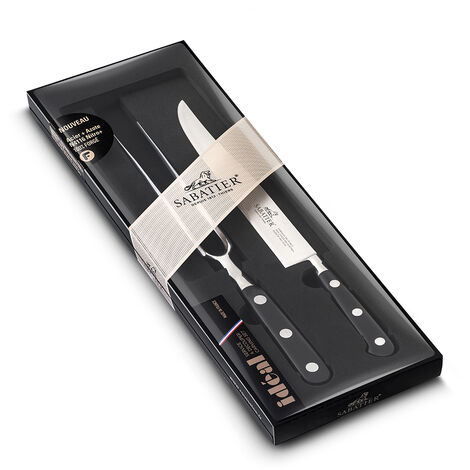 Coffret à trancher yatangan + fourchette - Lion Sabatier - 804080 - noir