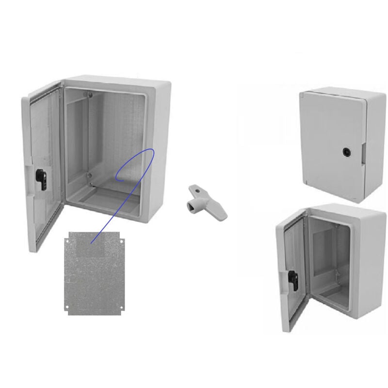 Coffret ABS extérieur étanche IP65-280X210X130 Porte opaque - avec plaque de montage