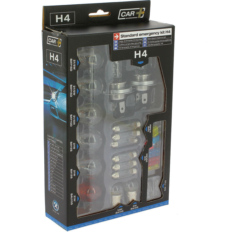 Coffret d'ampoules de remplacement H4 + 18 ampoules + 12 fusibles