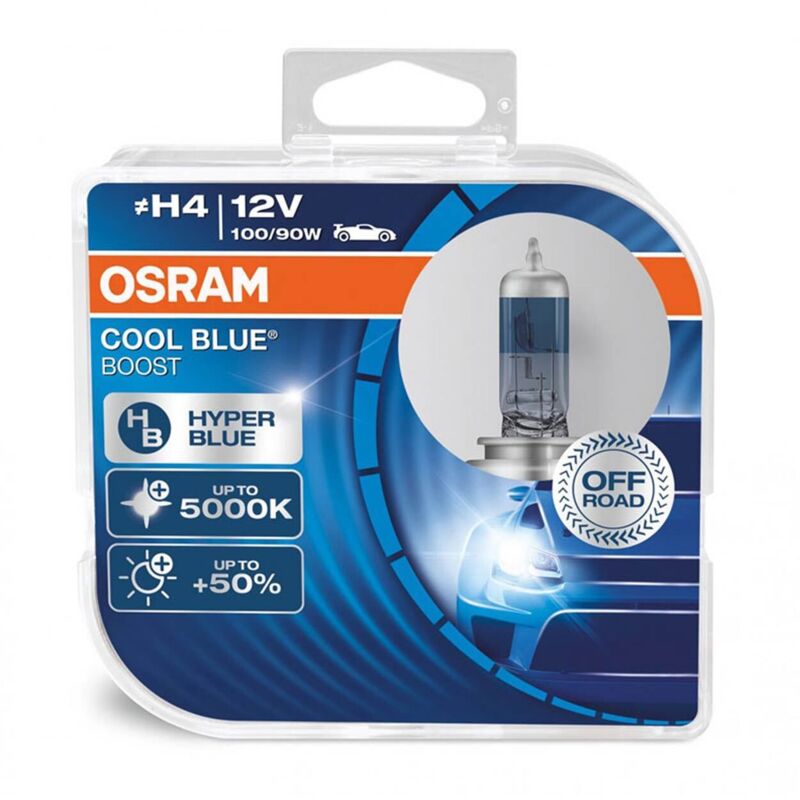 2X OSRAM H4 100/90W COOL BLUE BOOST, LAMPE DE PHARE HALOGÈNE, 62193CBB-HCB, 12V, P43t BOÎTE DUO