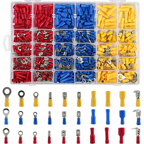 Coffret Assortiment 480 Cosses Electriques Connecteurs Simple Sertissage avec Boîte de Rangement