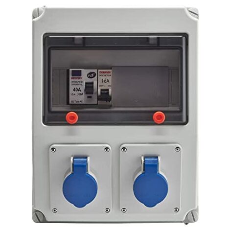 Coffret atelier étanche IP65 Inter-Diff + disjoncteur + prise