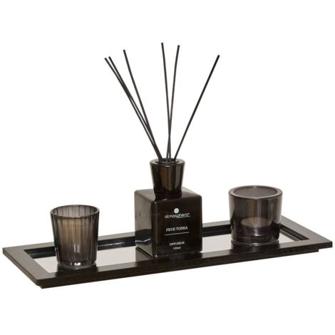 Coffret avec support Lucio noir L36xp14xH23cm - Atmosphera créateur d'intérieur