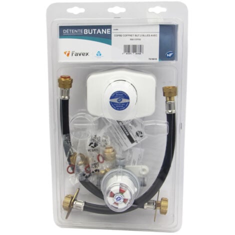 Coffret bi-bouteilles butane cofb2 detendeur sb2 + 2 lyres Favex 7019015
