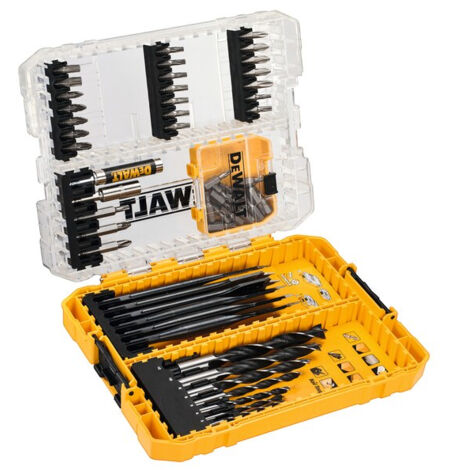 Coffret bois 57 pièces Toughcase – 42 embouts de vissage et 7 mèches à bois – Compatible perceuses DEWALT – DT70758QZ