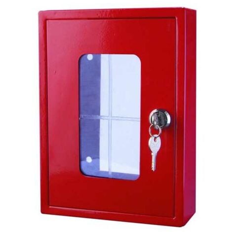 PLOMBSERVICE Coffret/Boitier sous verre dormant rouge pour vanne gaz 250x180x70mm