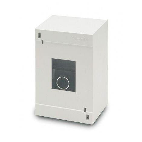 Coffret cache-bornes 4 modules blanc 130X87X63mm sans porte avec rail IK07 IP20 FAMATEL 3454