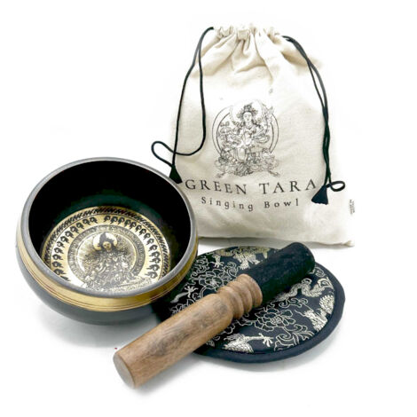 Coffret Cadeau Bol Chantant Battu et Gravé à la Main - 14 cm - Tara Verte- Vendu par 1