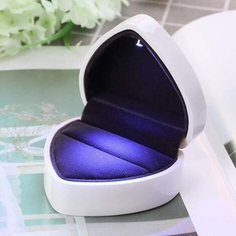 Coffret cadeau en velours en forme de cœur pour bague LED - Étui de présentation pour bijoux