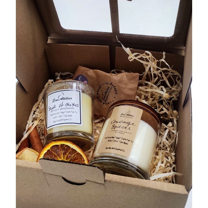 COFFRET CADEAU PARFUMÉ -6 / odeur de Noël, spécifications orange, cire / 1 pc.