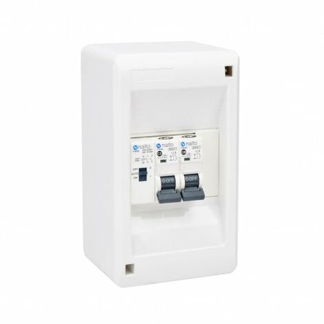 Coffret chauffe-eau pré-câblé 4 modules – Installation en saillie – Disjoncteur 2A et 20A – Contacteur jour/nuit 3 positions – Nalto