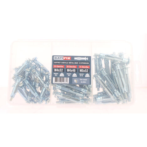 Coffret chevilles metal exp. - 25p/4x32 - 20p/4x46 - 15p/5x52 mm