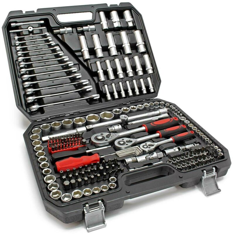 Coffret clé à cliquet 215 pièces kit clé de serrage douille embouts acier carbone