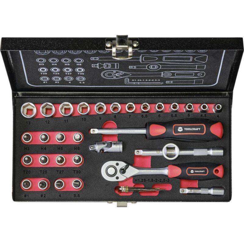 Jeu de clés à douille métrique 1/4 (6.3 mm) 36 pièces 826363 - Toolcraft