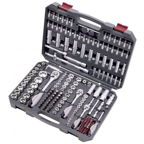 Kraftwerk – Coffret cliquet et douilles 200 pièces – 3 cliquets 1/2', 1/4', 3/8' – Douilles 6 pans et Torx – Pour mécanique automobile et bricolage