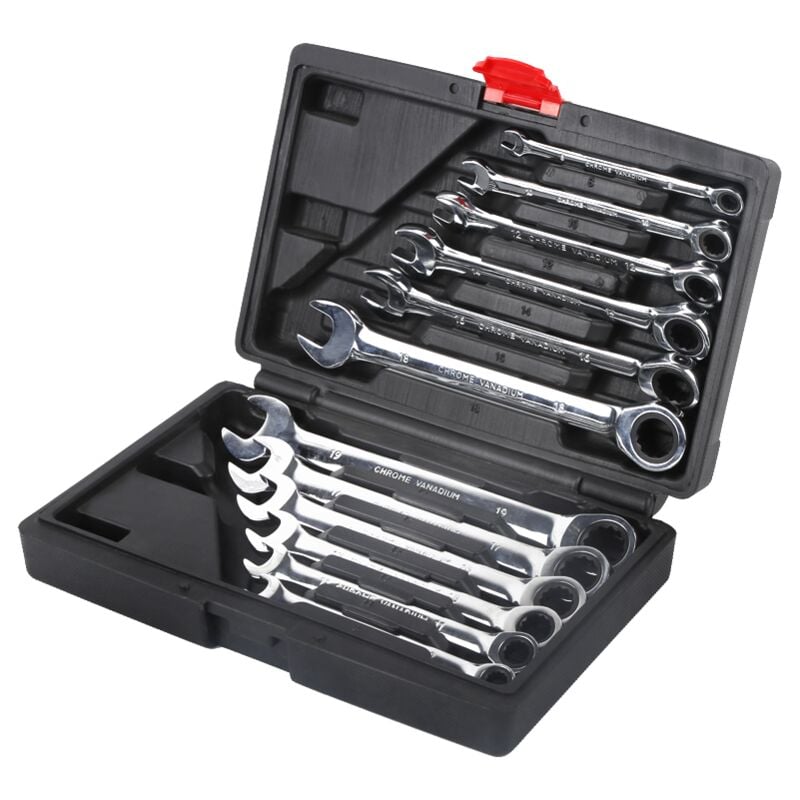 Skecten - Coffret Clés Mixtes à Cliquet 12 Pièces – 8-19 mm 72 Dents Tête fixé