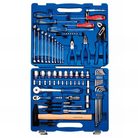 Coffret multi-outils 81 pièces – Douilles 1/2' et 1/4' – Angle de reprise 5° – Matériau plastique pour espaces restreints – King Tony