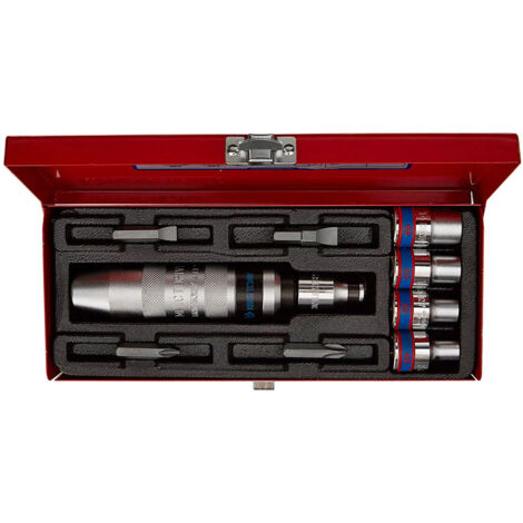 Coffret cliquet et douilles 10 pièces – Douilles 6 pans 1/2 – Chrome vanadium – Finition chromée polie – Embouts PHILLIPS et fente – King Tony