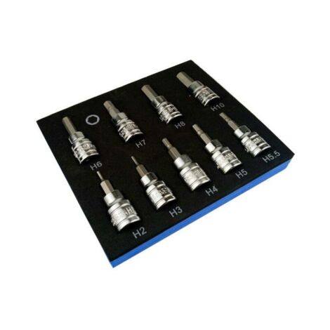 Coffret cliquet et douilles Jeu de 9 douilles hexagonales pour clé Allen métrique 3/8" Dr Drive 2-10mm