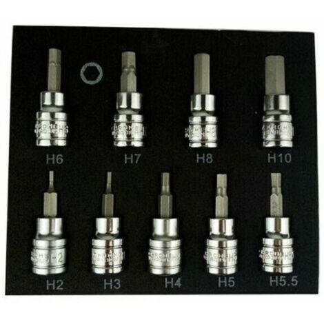 Coffret cliquet et douilles Jeu de 9 douilles hexagonales pour clé Allen métrique 3/8" Dr Drive 2-10mm