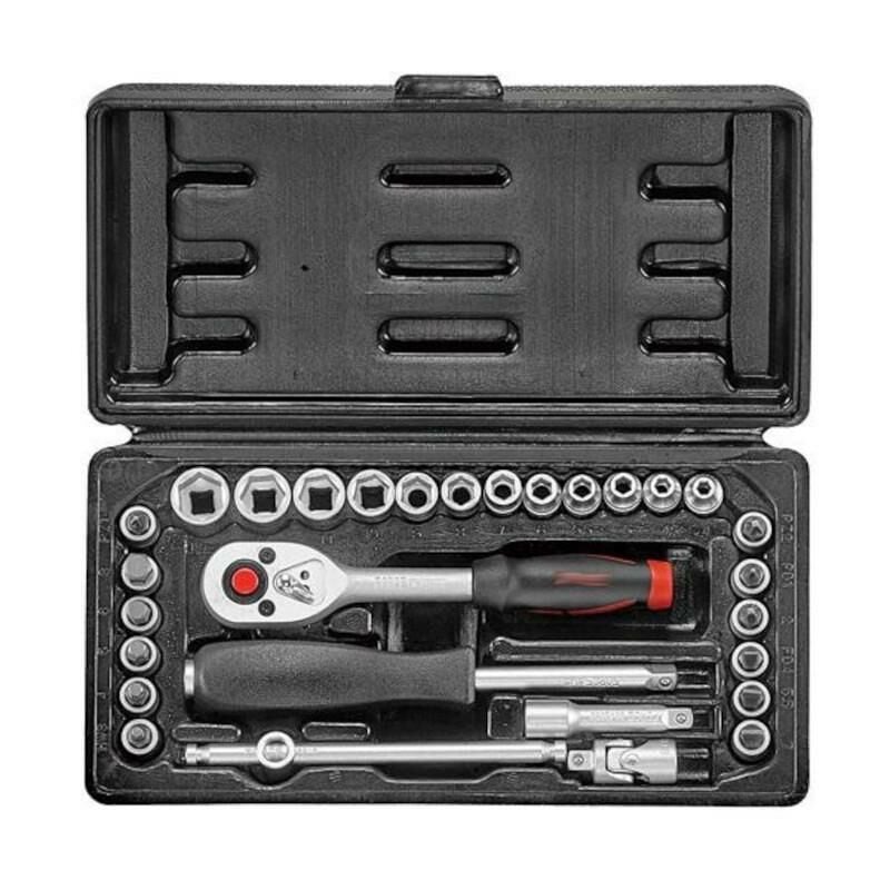 Outile - Coffret cliquet et jeu douilles 29 Pièces Chrome Vanadium