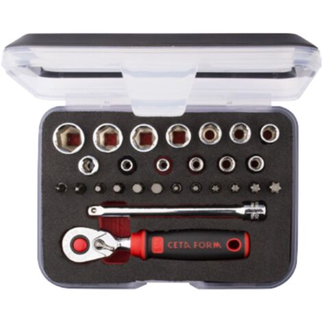 Coffret compact douilles à 6 pans et accessoires 1/4 27 pièces CETAFORM