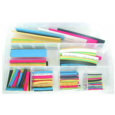 Coffret Composé D'un Assortiment De 127 Manchons De Couleur En Gaine Thermorétractable De ø: 1,6mm à 12,7mm Et De Longueur: De 3