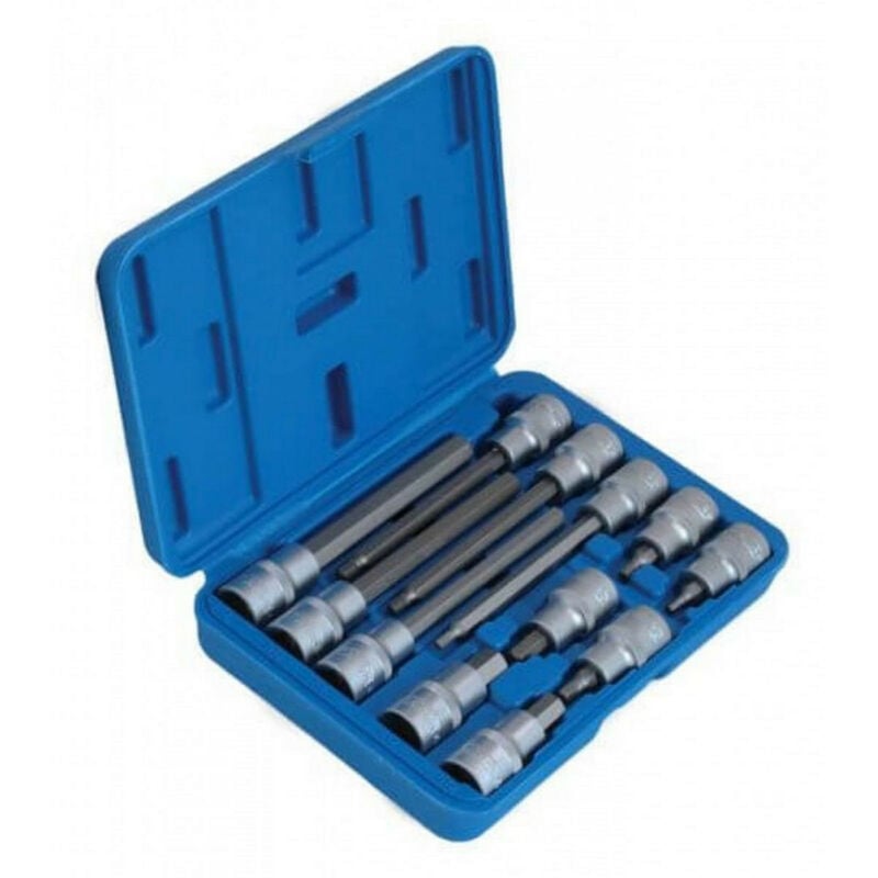 Coffret embouts courts et longs hexagonaux sur douilles, 6 pans 4 à 12mm