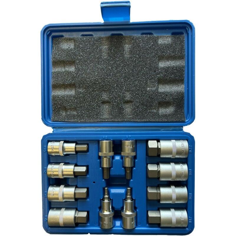 Coffret embouts courts hexagonaux sur douilles, 6 pans de 5 à 22mm,