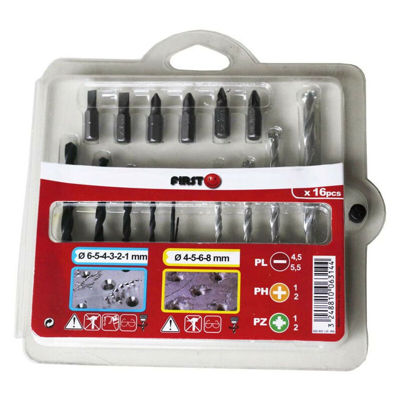 Diager - Coffret d'accessoires embouts et forets (16 pcs) coffret first